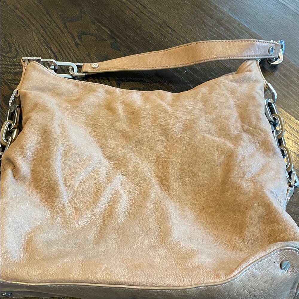 Tan Tory Burch Leather Shoulder Bag with Chain Strap - Picture 3 of 6